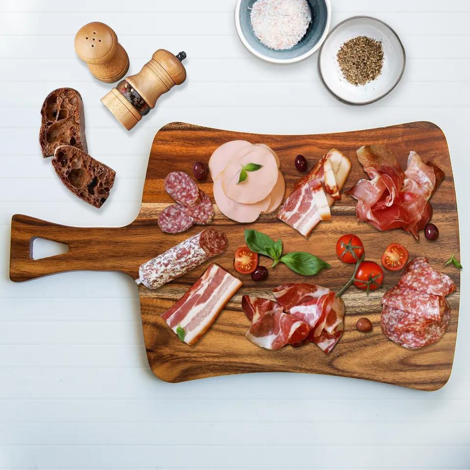 Acacia Wooden Charcuterie Cheese Cutting Board with Handle