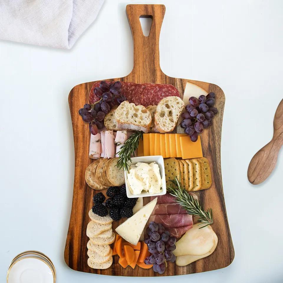Acacia Wooden Charcuterie Cheese Cutting Board with Handle