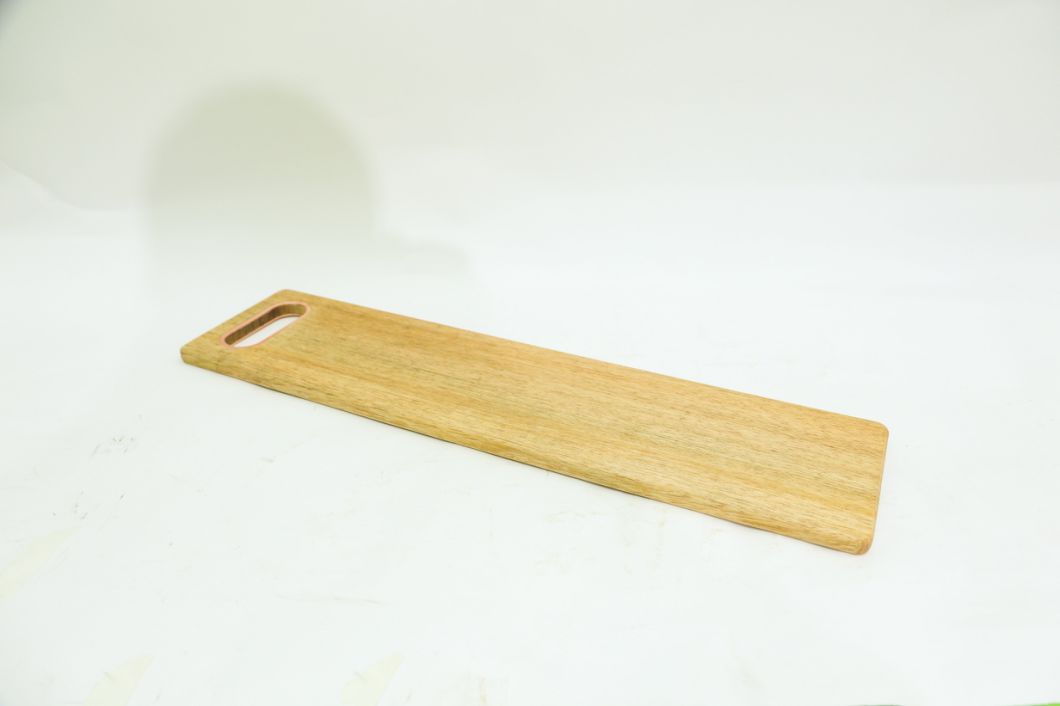Long Acacia Wood Serving Board Serving Tray with Gold Metal Handle