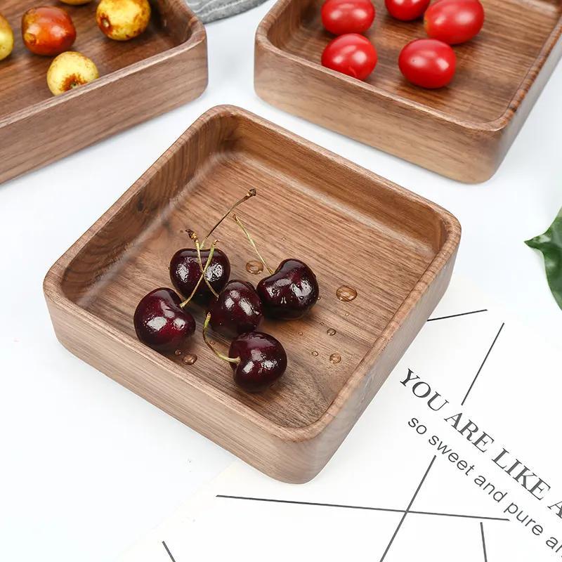 Black Walnut Wood Dishes Serving Tray Wooden Square and Rectangle Plate