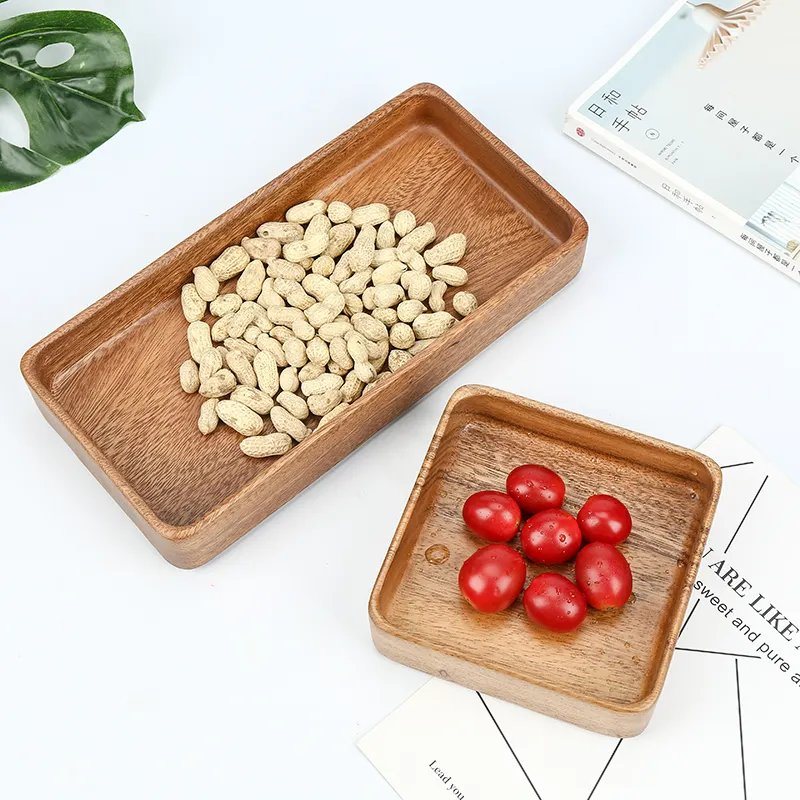 Black Walnut Wood Dishes Serving Tray Wooden Square and Rectangle Plate
