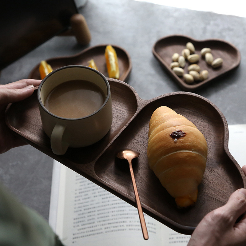 Cloud-Shaped Black Walnut Dinner Plate Tea Plate Dessert Serving Tray