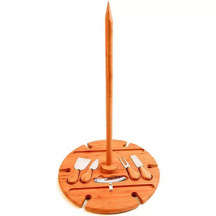 Hot Sale Nature Bamboo Wine Holder Picnic Table Bamboo Wine Picnic Table for Beach