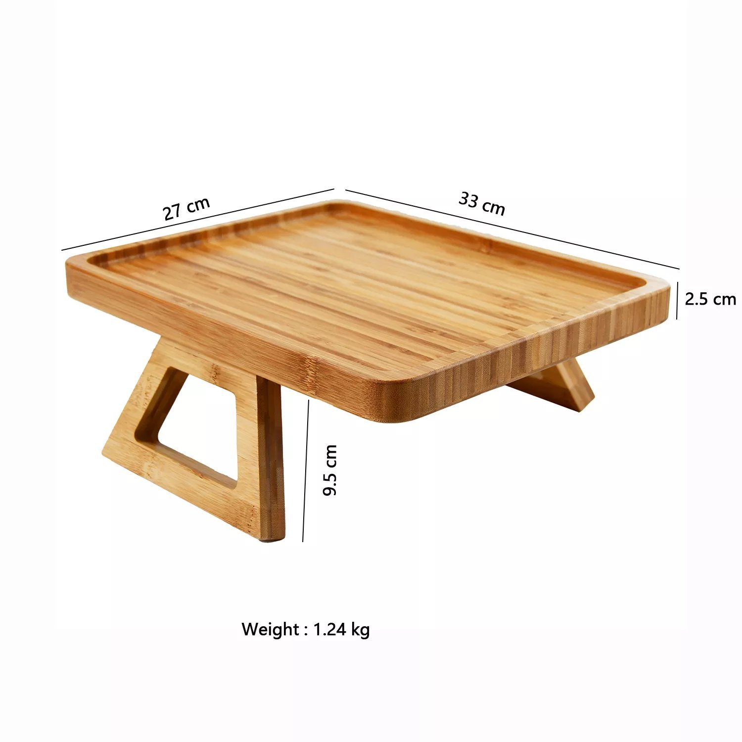 Collapsible Bamboo Coffee and Sofa Tables Clip on Couches Armrest Organizer Wooden Side Arm Tray Table