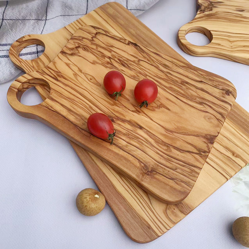 Rectangle Olive Wood Cutting Board Chopping Board Set of 2 for Kitchen