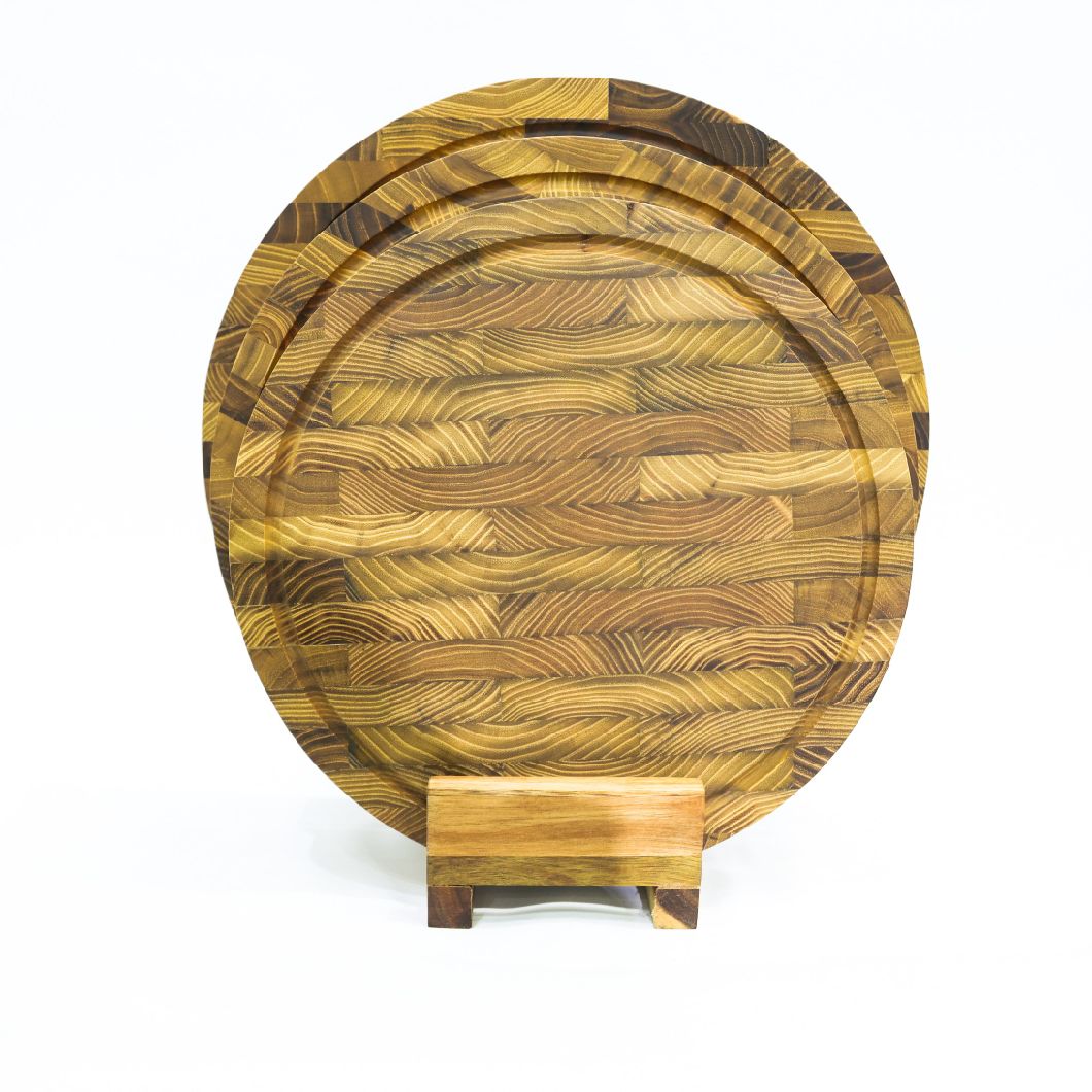 Round and Thick End Grain Teak Wood Cutting Board Set