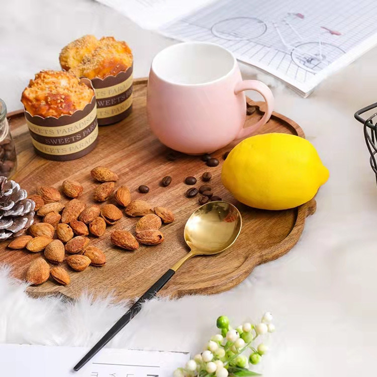 Creative Flower Shape Wooden Fruit Tray Acacia Wood Nut Snack Fruit Tray Serving Tray