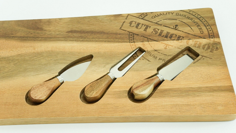 Very Long Olive Wood Acacia Wood Cheese Board Set