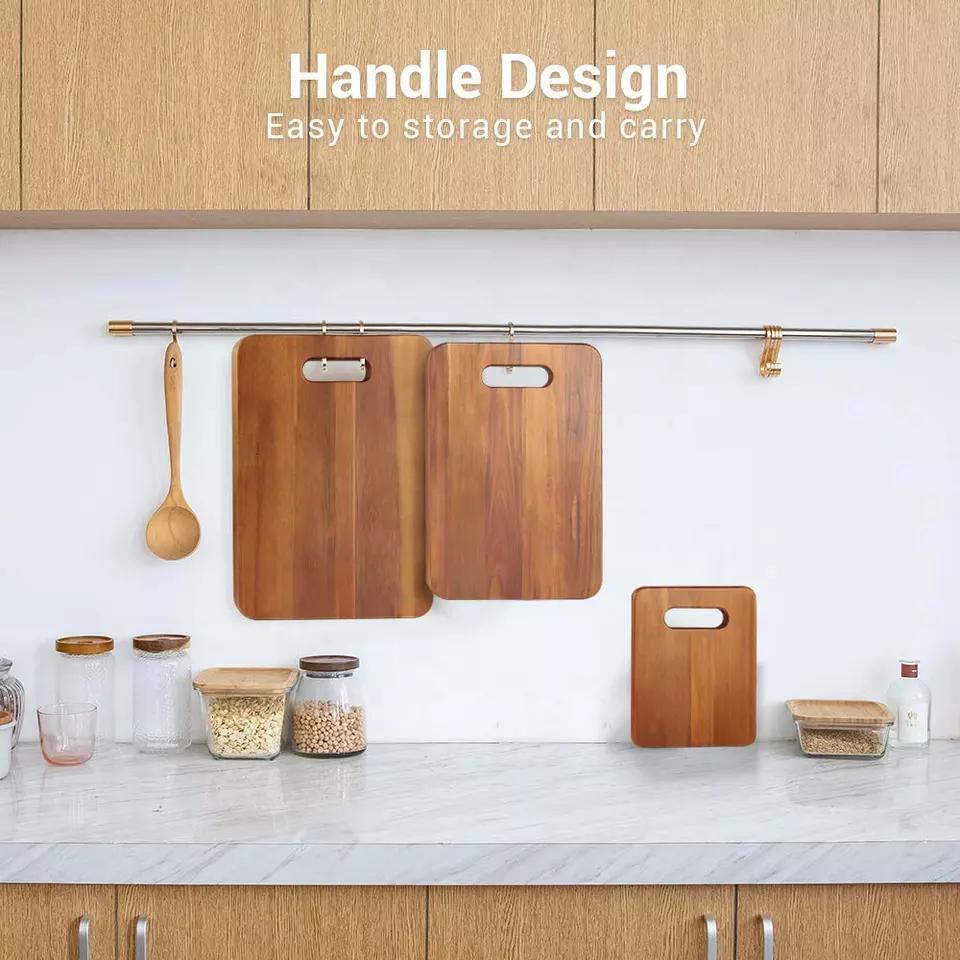 Wooden Chopping Board Set Blank Kitchen Acacia Wood Butcher Chopping Blocks Set