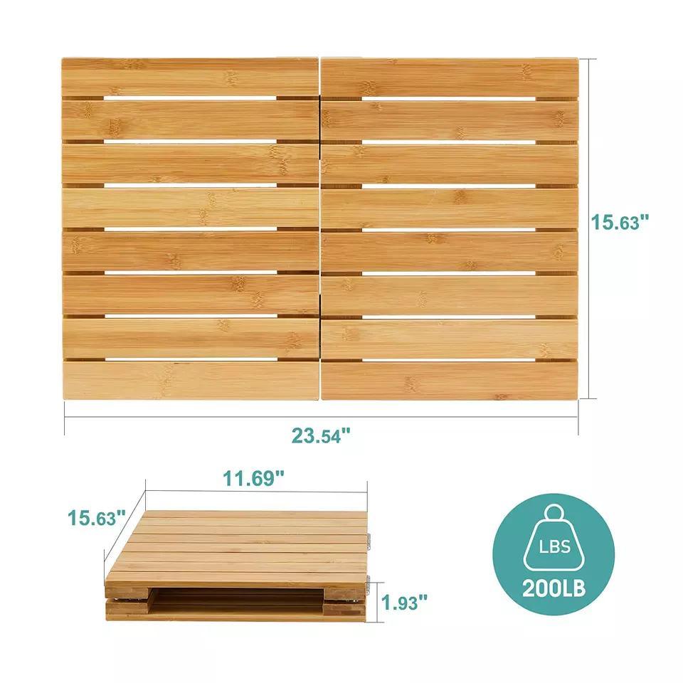 2022 Foldable Heavy Duty Non Slip Waterproof Wood Bamboo SPA Shower Bath Mat