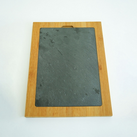 Rectangle Bamboo Cutting Board Slate Cheese Board with Knife Set