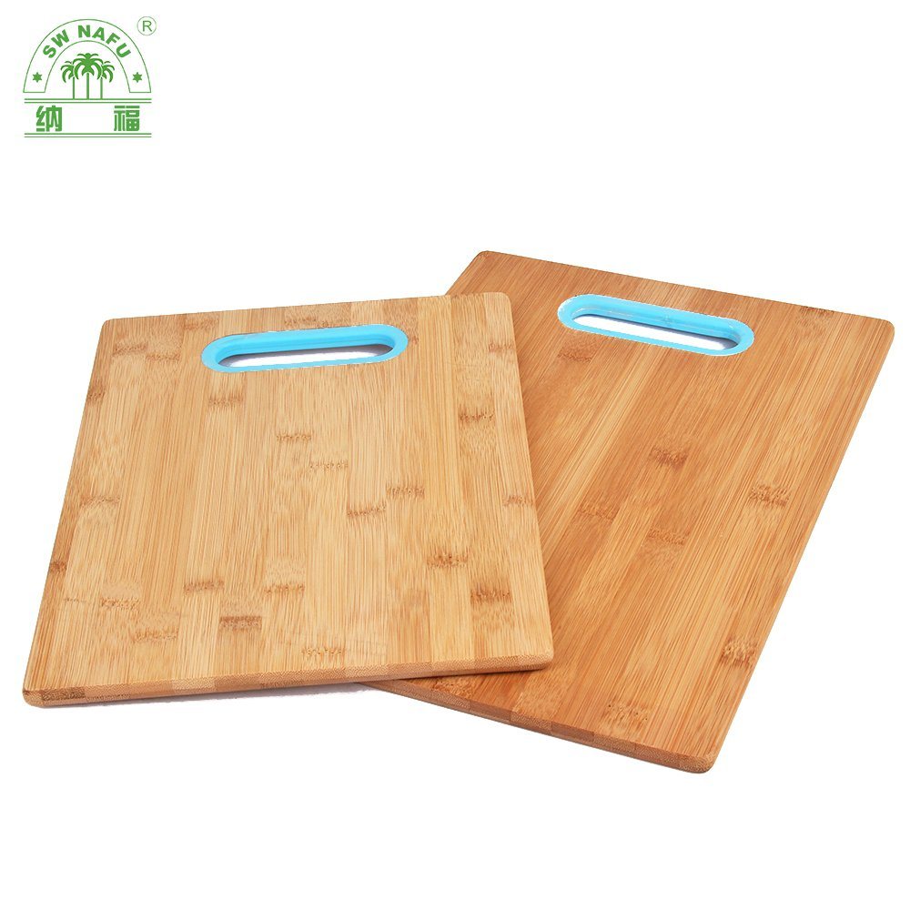 Home Basic Bamboo Wood Cutting Board Set of 2 with Silicone Handle
