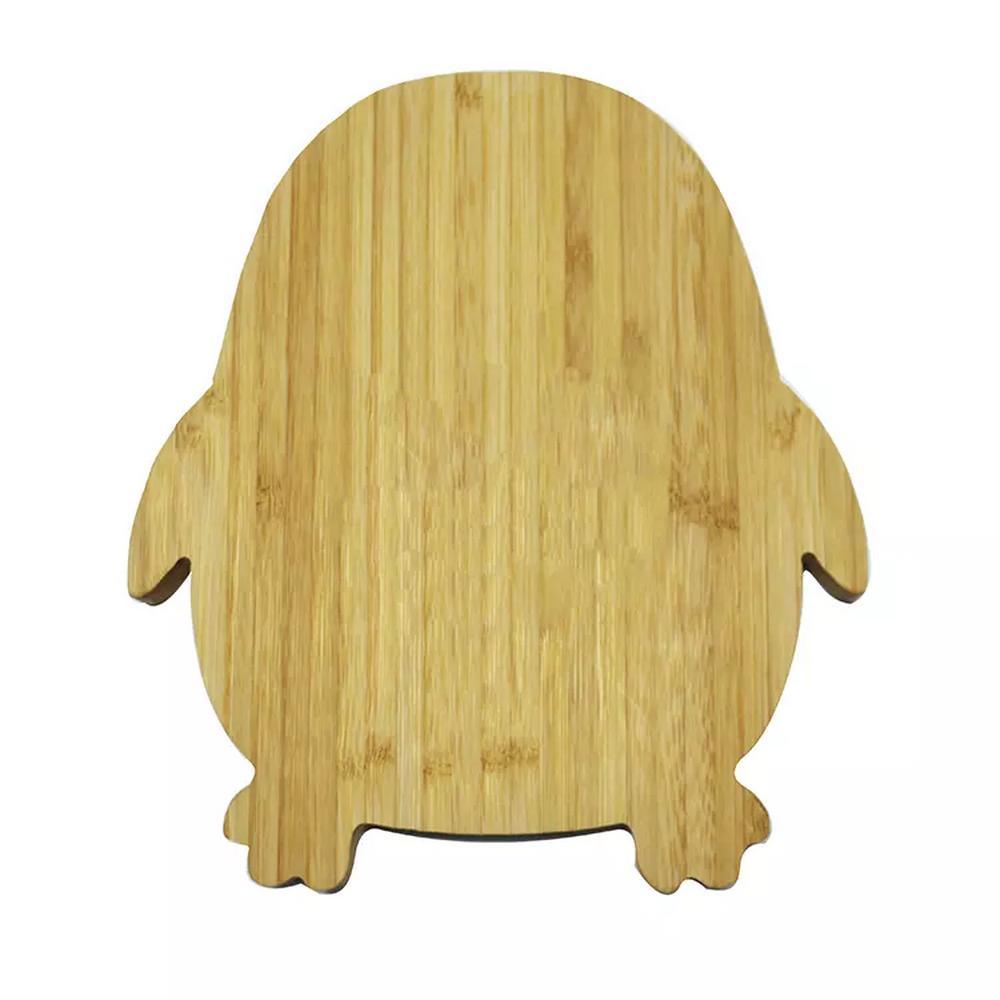 Penguin Shape Natural Bamboo Serving Tray Kids Serving Plate Dish