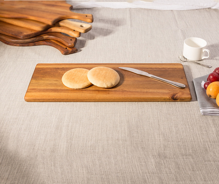 Manufacture Creative Design Acacia Wood Chopping Board Bread Cutting Board with Handle From Fujian Factory
