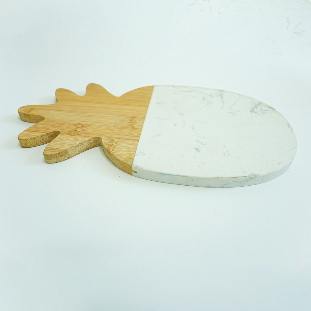 Pineapple Shape Bamboo and Marble Chopping Board Cutting Board Serving Board