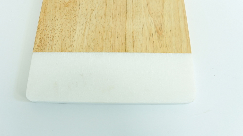 White Color Beech Wood Cutting Board Wood Marble Cheese Board with Handle