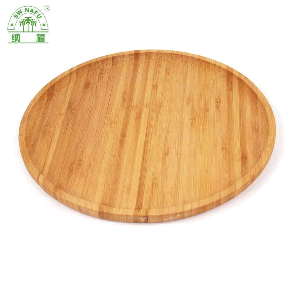 13 Inches Bamboo Round Plates Cheese Plates Coffee Tea Serving Tray Fruit Candy Tray