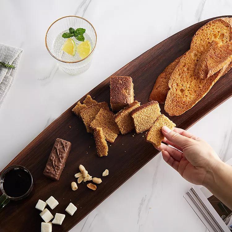 Natural Black Walnut Wood Wooden Irregular Serving Tray for Sushi Fruit Snacks Tea Coffee