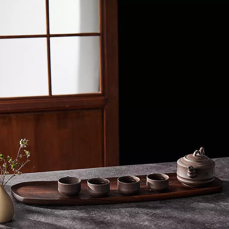 Natural Black Walnut Wood Wooden Irregular Serving Tray for Sushi Fruit Snacks Tea Coffee