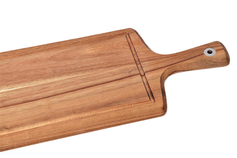 Decorative Acacia Wood Cutting Board Serving Tray for Bread and Cheese with Handle for New Home