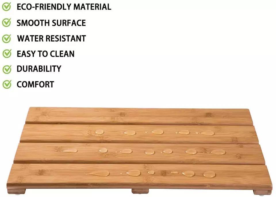 Anti Slip Waterproof Wooden Bathroom Mat Bamboo Bath Mats