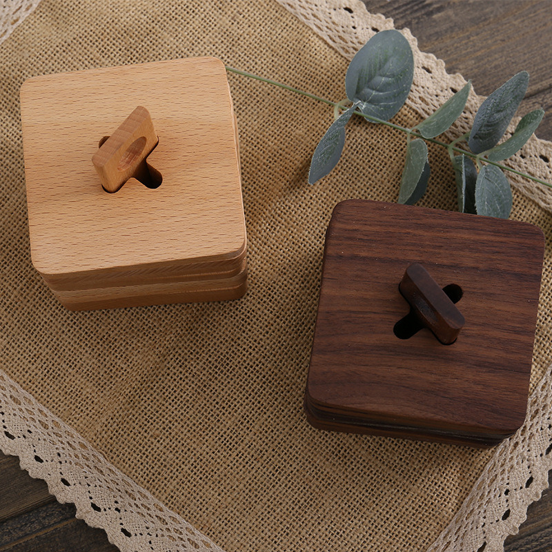 Wholesale Beech Black Walnut Wood Coaster Teacup Mat Set of 6