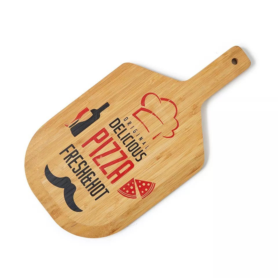 Color Printed Bamboo Wooden Pizza Cutting Board Chopping Board with Handle