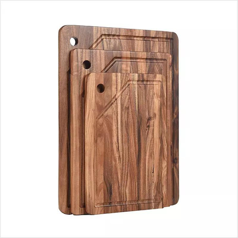 Acacia Wood Cutting Board Set Wooden Chopping Board Set of 3 with Juice Groove and Hanging Hole