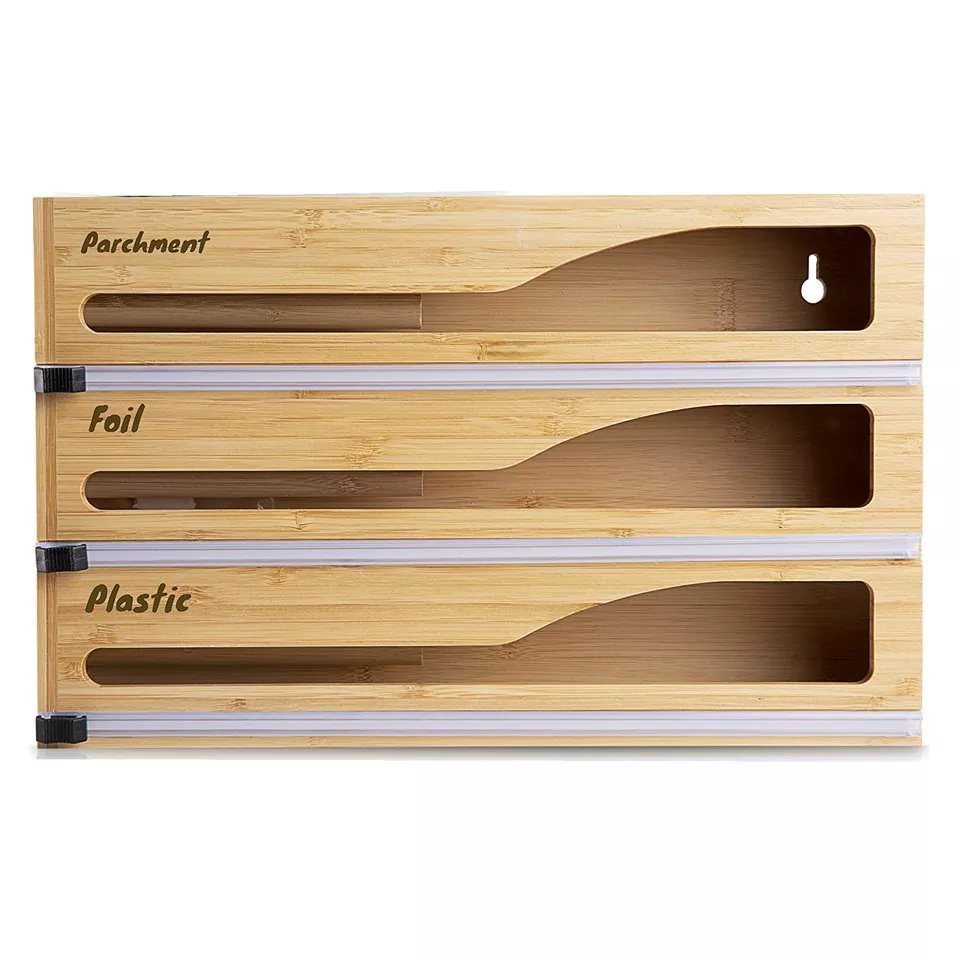 Wall Mounted and Standing Style 3 in 1 Wrap Commander Plastic Wrap Dispenser with Cutter for 12′′ Roll