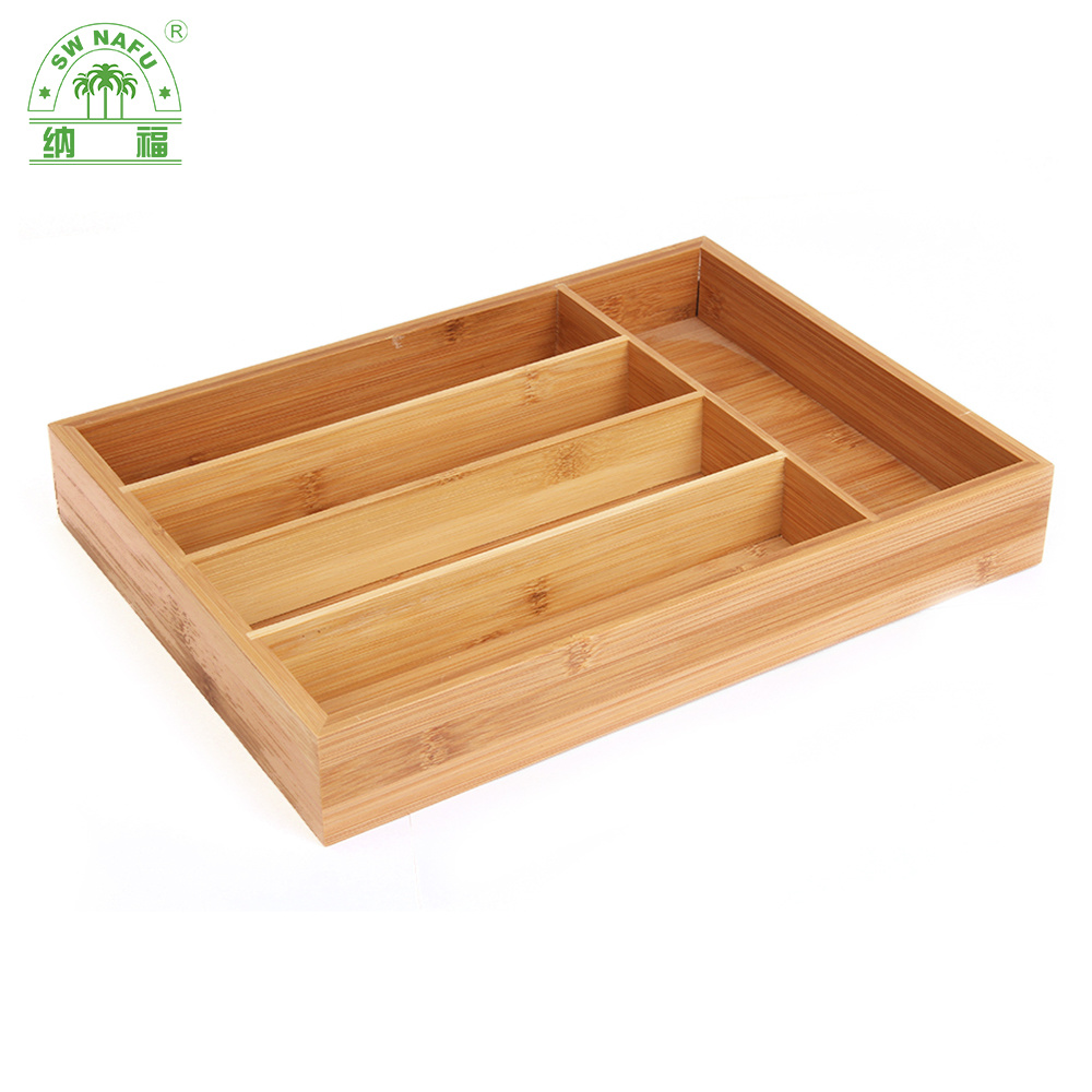 Wholesale Organic Bamboo Kitchen Organizer Bamboo Cutlery Tray