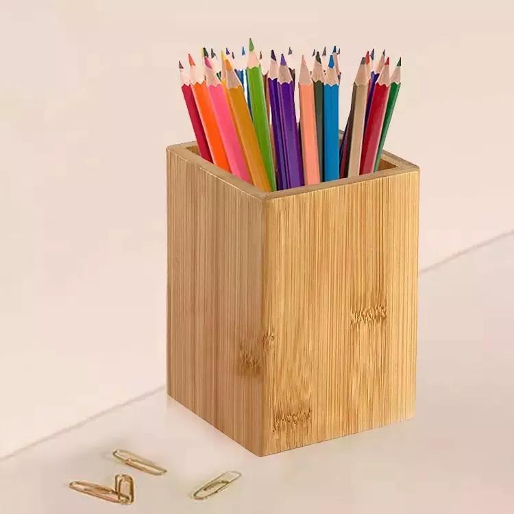 Bamboo Multi-Functional Pen Desk Organizer Holder for Desk