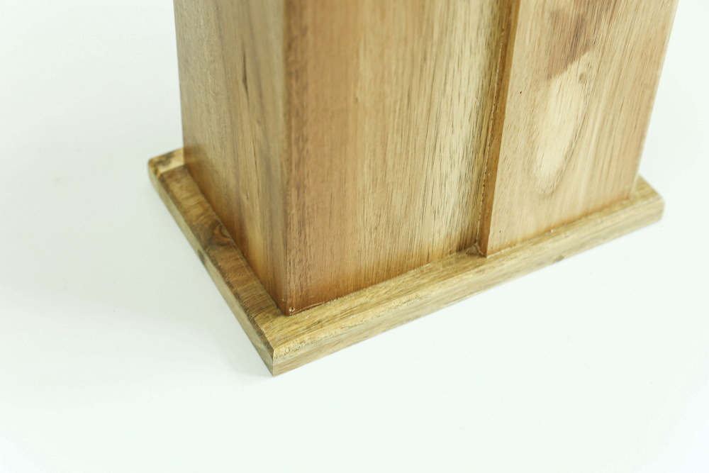 Two-Tier Wooden Kitchen Knife Block with Removable PP Strips for Kitchen Counter