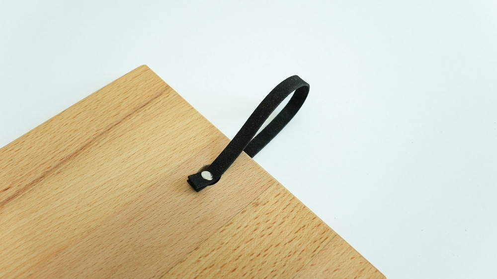 Small Rectangle Beech Wood Cutting Board with Leather Strap