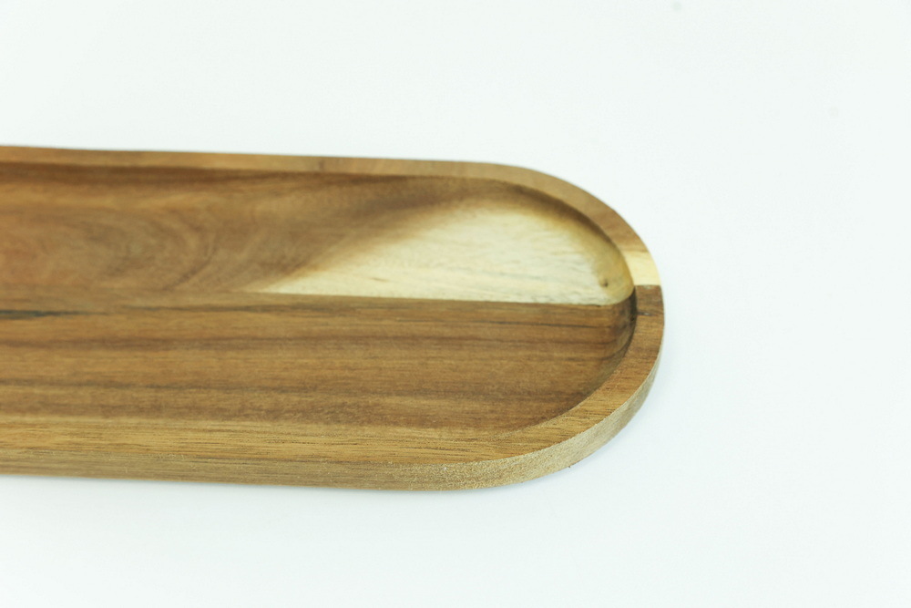 Rectangular Oval Shape Natural Acacia Wood Plates
