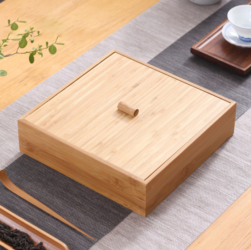 Wholesale Bamboo and Wood Storage Box Dried Fruit Tea Set Storage Box with Lid for Living Room and Kitchen