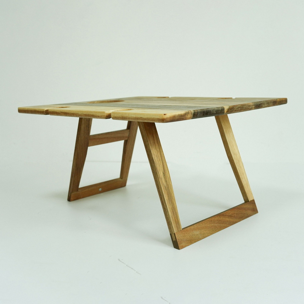 Portable Wooden Outdoor Picnic Table Bamboo Folding Picnic Table with Wine Glasses Snack and Cheese Holder Tray