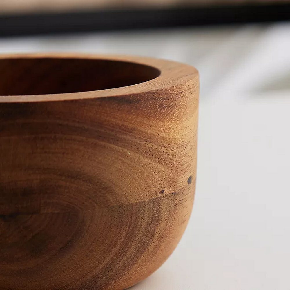 Round Acacia Wooden Salt Keeper Wood Salt Pepper Cellar with Lid