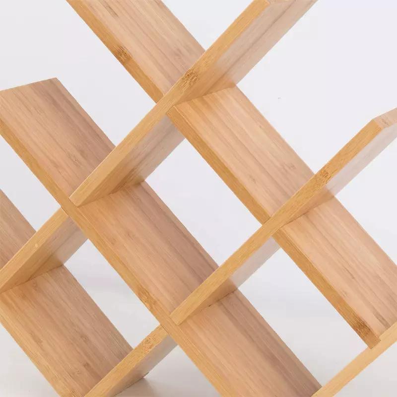 3-Layer Natural Bamboo Free Standing Countertop 8 Bottle Storage Red Wine Rack for Kitchen Tabletop