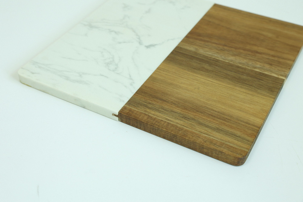 Square Shape Marble and Wood Charcuterie Board Cutting Board Serving Board for Kitchen