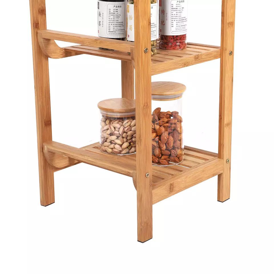 Bamboo 3-Tier Organizer Accessories Shower Corner Towel Toilet Shelf Storage Bathroom Rack