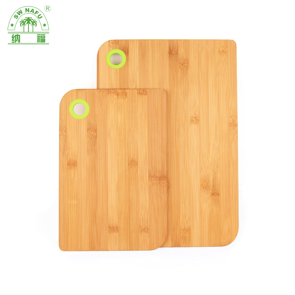 Popular Smart Wood Bamboo Cutting Board Chopping Block Set of 2 with Silicone Hanging Hole