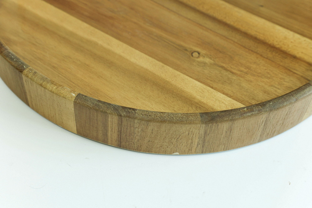 Decorative 15.7′ ′ Round Acacia Wood Serving Tray Coffee Table Tray
