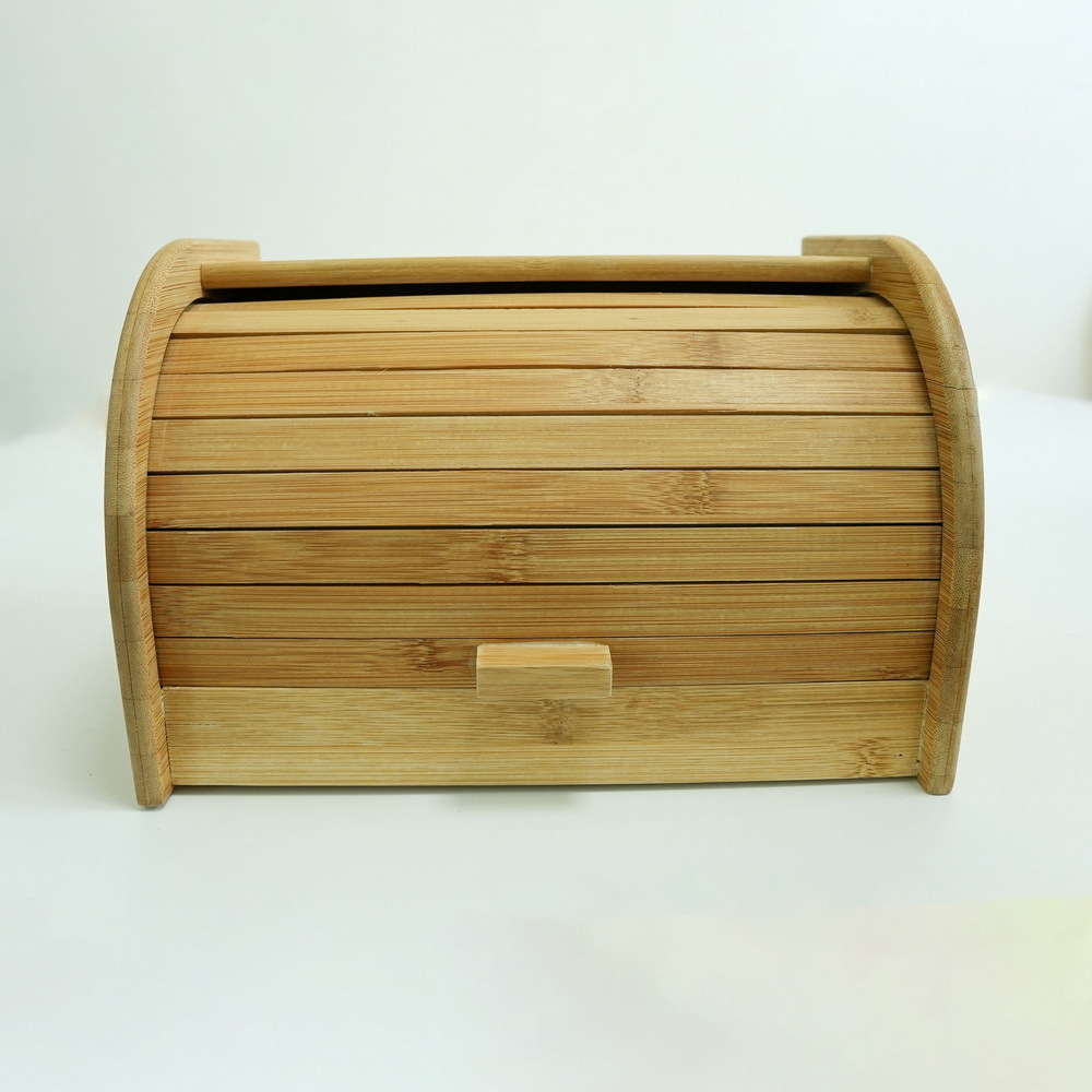 Bamboo Roll Top Bamboo Bread Box Wood Bread Storage and Organizer for Kitchen Countertop