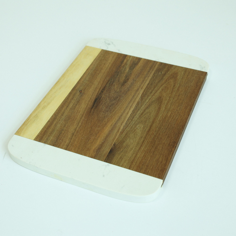 Rectangle Marble Chopping Board Marble and Wood Cheese Board Charcuterie Board