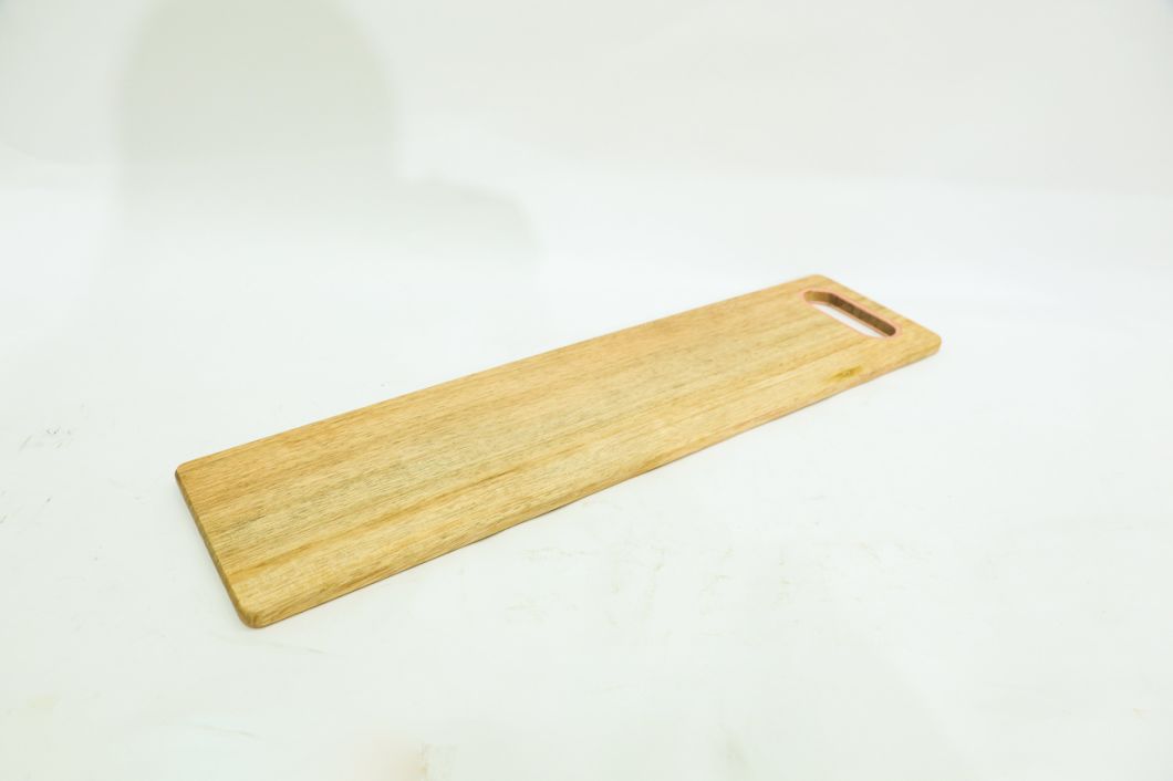 Long Acacia Wood Serving Board Serving Tray with Gold Metal Handle
