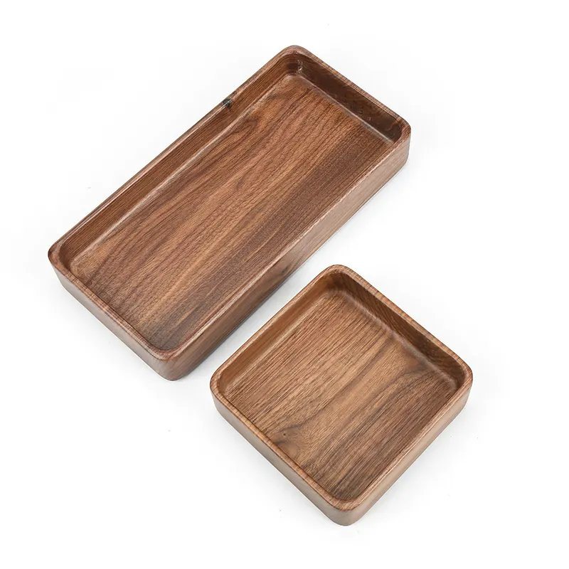 Black Walnut Wood Dishes Serving Tray Wooden Square and Rectangle Plate