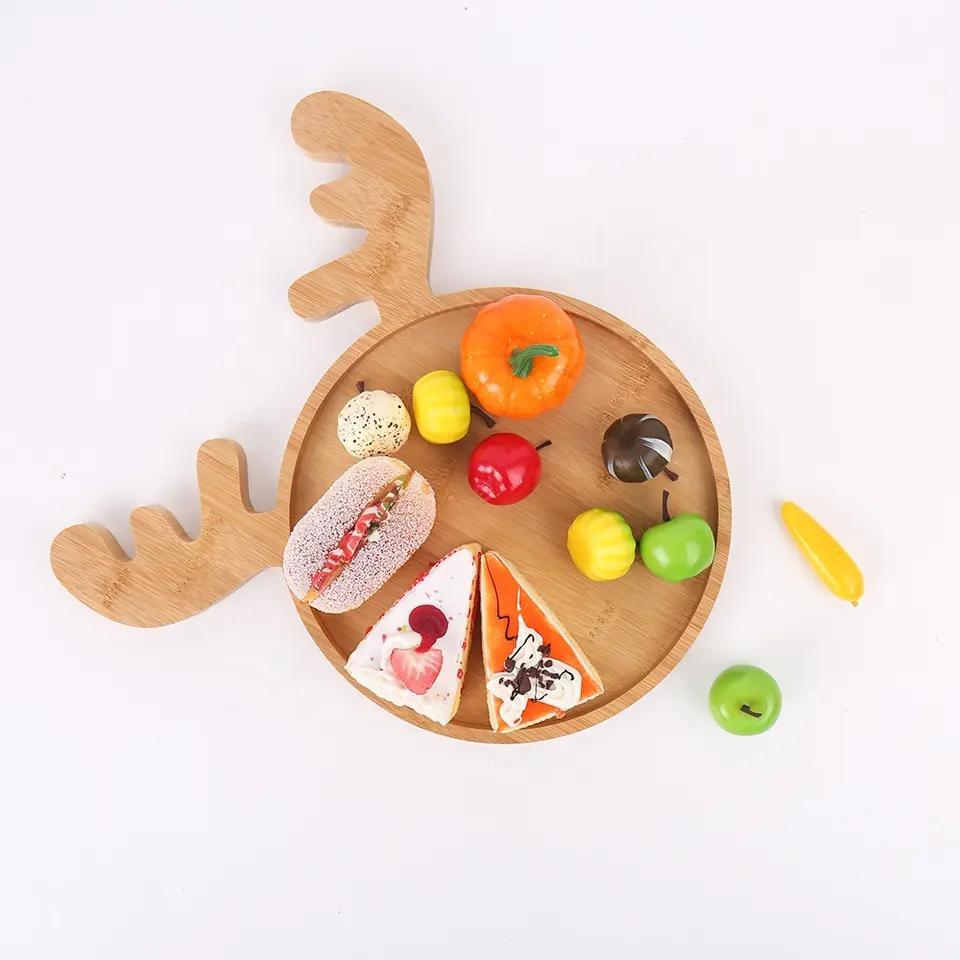 Christmas Tree Santa Hat Wood Bamboo Serving Tray Christmas Wooden Plate