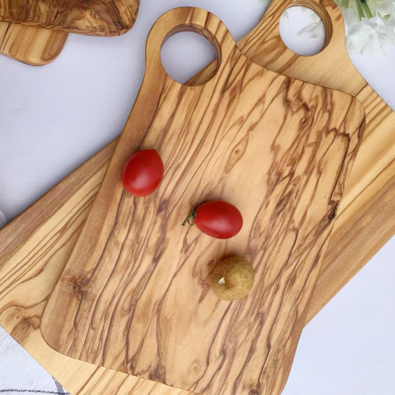 Rectangle Olive Wood Cutting Board Chopping Board Set of 2 for Kitchen