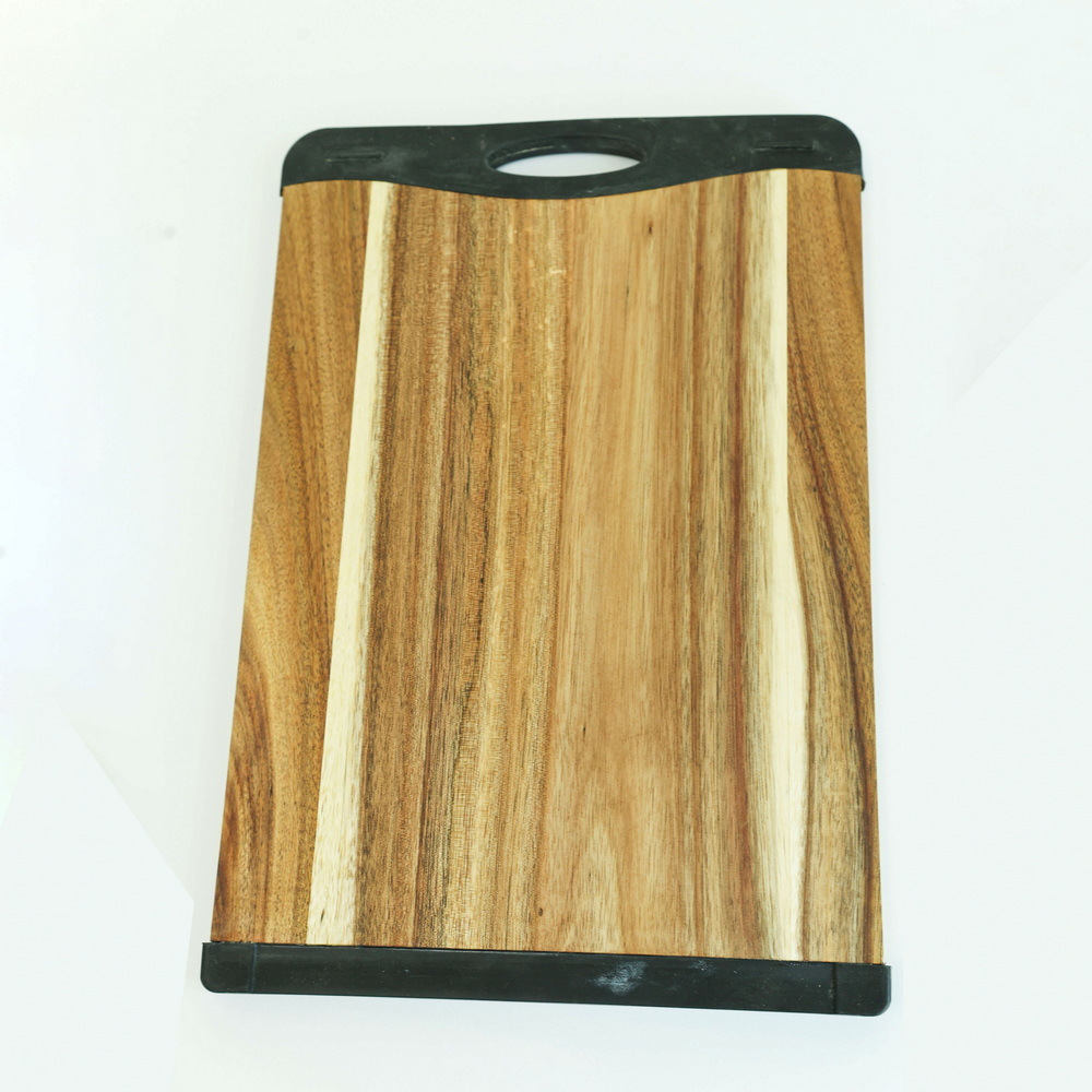 Nonslip Acacia Wood Chopping Block with Silicone Ends for Kitchen