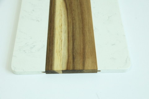 Hot Selling Paddle Shape Wood Serving Board Chess Board with Marble in The Middle